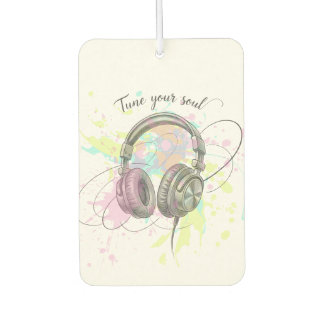 Tune Into Your Soul Headphones Watercolor Art Car Air Freshener