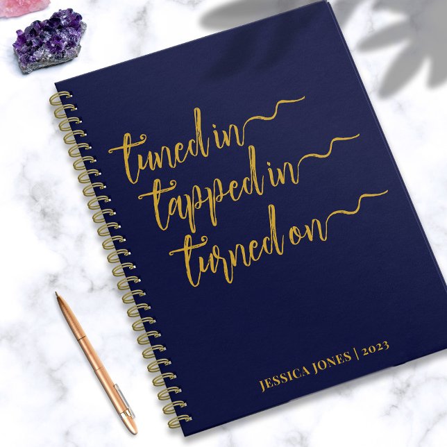 Tuned In Law of Attraction Affirmation Navy Blue Notebook (In Situ)