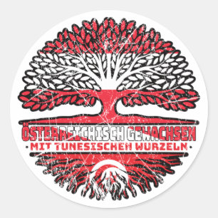 Tunesien Tunesisch Österreichisch Österreich Baum Classic Round Sticker
