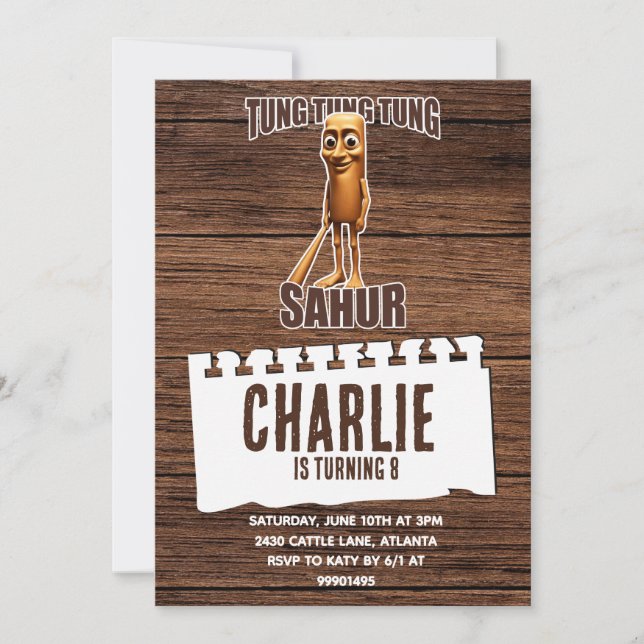 Tung tung sahur birthday invitation (Front)