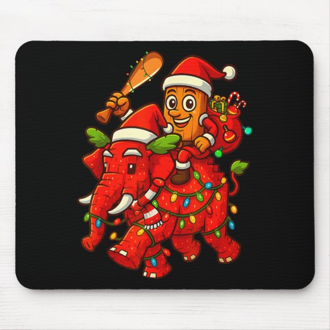 Tung Tung Sahur Riding Elephant Christmas Italian  Mouse Mat (Front)