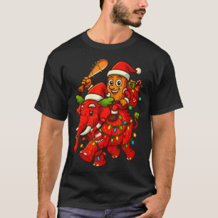 Tung Tung Sahur Riding Elephant Christmas Italian  T-Shirt