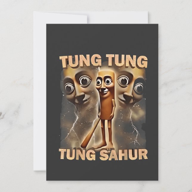 Tung tung tung sahur Brainrot Meme Holiday Card (Front)