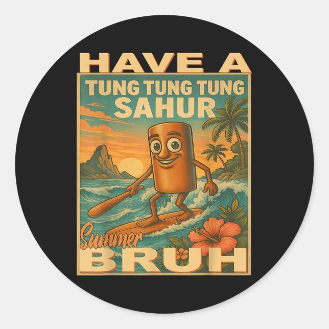 Tung Tung Tung Sahur Brainrot Teacher Last Day Of  Classic Round Sticker (Front)