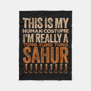 Tung Tung Tung Sahur Human Costume Funny Halloween Fleece Blanket