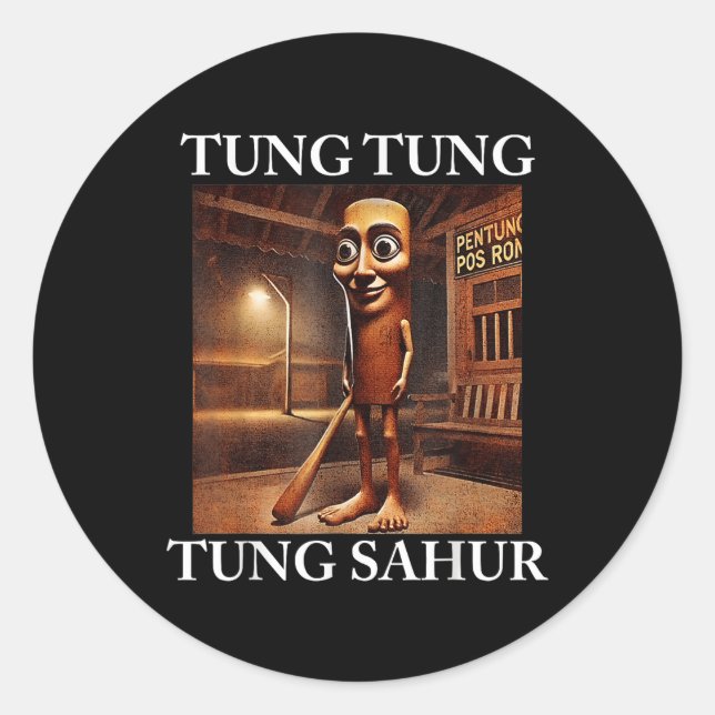 Tung Tung Tung Sahur Italian Brainrot Meme Funny  Classic Round Sticker (Front)