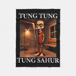 Tung Tung Tung Sahur Italian Brainrot Meme Funny  Fleece Blanket