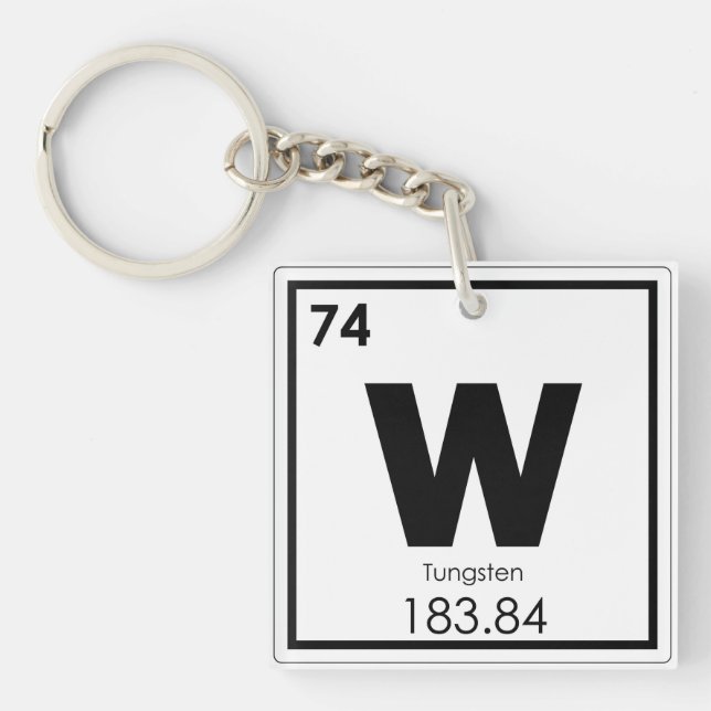 Tungsten chemical element symbol chemistry formula key ring (Front)