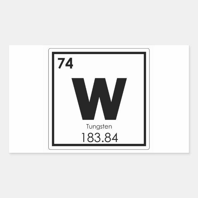 Tungsten chemical element symbol chemistry formula rectangular sticker (Front)