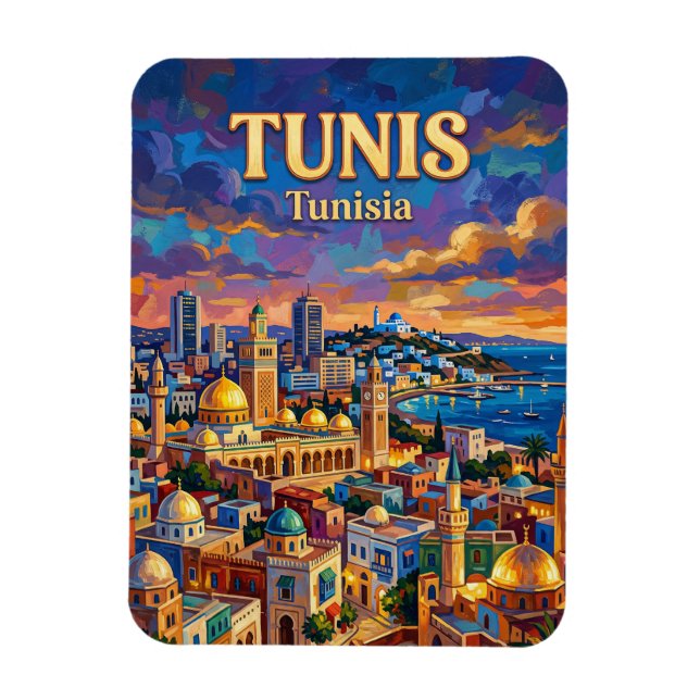 Tunis Skyline Tunisia Magnet (Vertical)