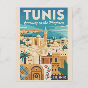 Tunis Tunisia Retro Travel Poster Art Print Postcard