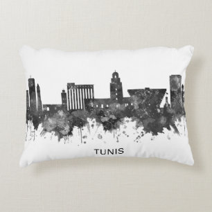 Tunis Tunisia Skyline BW Decorative Cushion