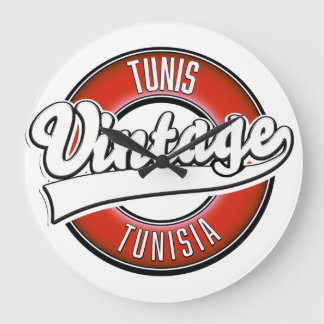 Tunis Tunisia vintage style logo Large Clock