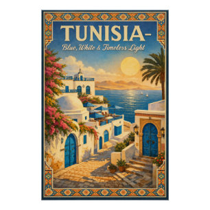 TUNISIA – Blue, White & Timeless Light Poster