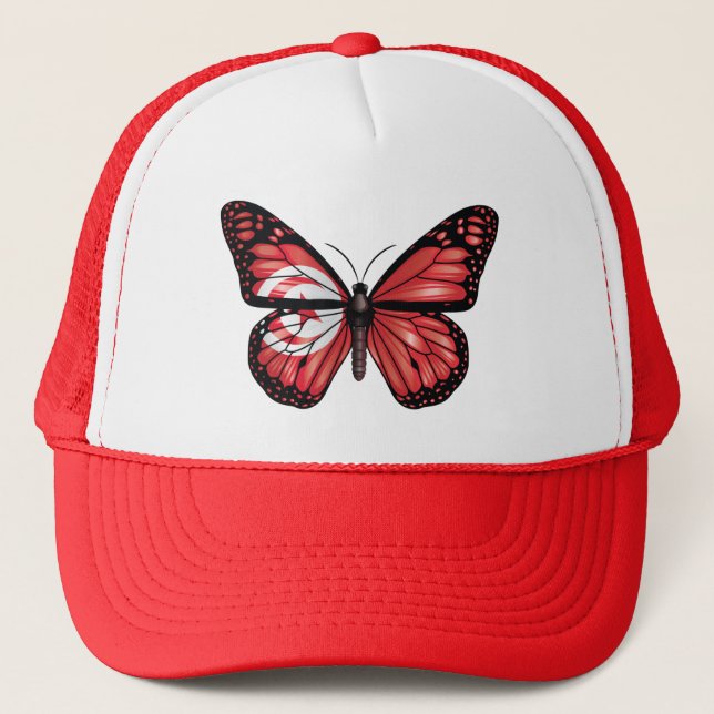 Tunisia butterfly monarch flag trucker hat (Front)