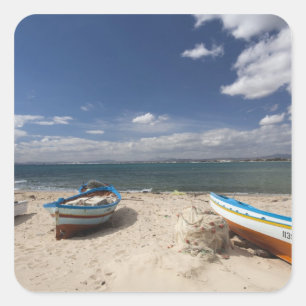 Tunisia, Cap Bon, Hammamet, fishing boats on Square Sticker