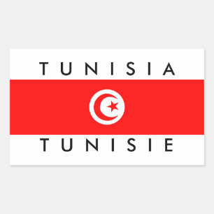 tunisia country flag name text symbol tunisie rectangular sticker