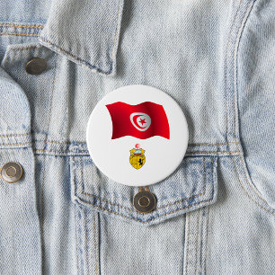 Tunisia Flag and Coat of Arms Patriotic Tunisian  7.5 Cm Round Badge