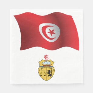Tunisia Flag and Coat of Arms Patriotic Tunisian Napkin