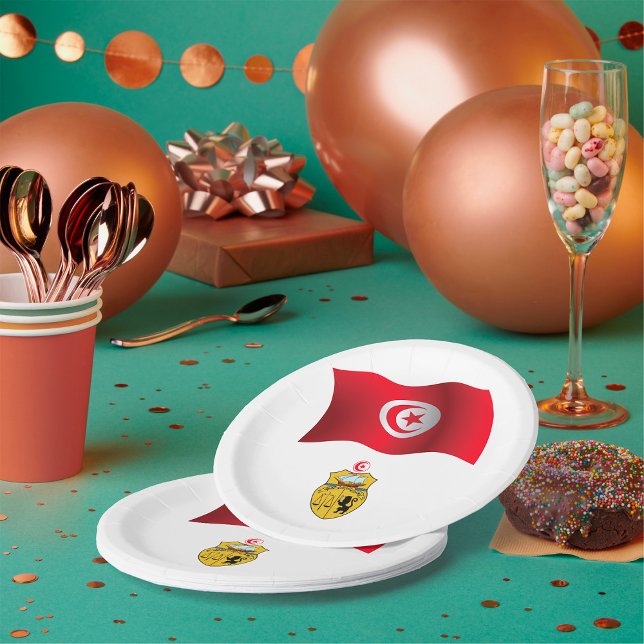 Tunisia Flag and Coat of Arms Patriotic Tunisian  Paper Plate (Creator Uploaded)