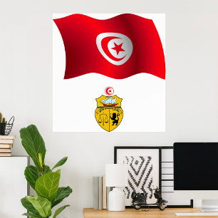 Tunisia Flag and Coat of Arms Patriotic Tunisian Poster