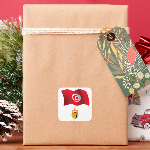 Tunisia Flag and Coat of Arms Patriotic Tunisian Square Sticker