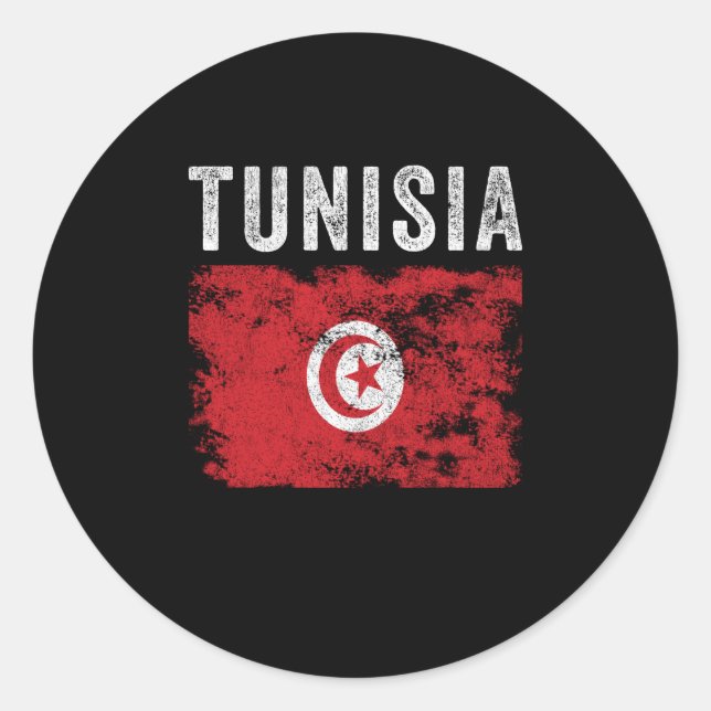 Tunisia Flag Distressed - Tunisian Flag Classic Round Sticker (Front)