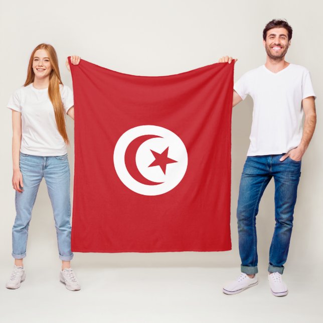 Tunisia flag fleece blanket (In Situ)