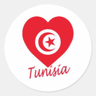 Tunisia Flag Heart Classic Round Sticker