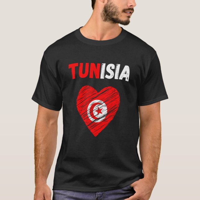 Tunisia Flag Holiday Tunisia Heart Tunisian Flag T-Shirt (Front)