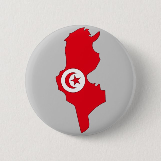 Tunisia flag map 6 cm round badge (Front)