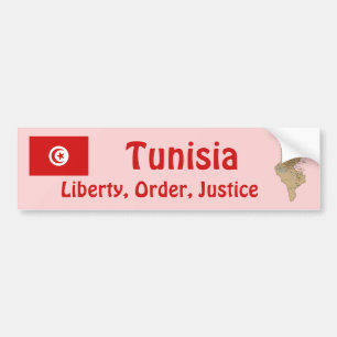 Tunisia Flag + Map Bumper Sticker