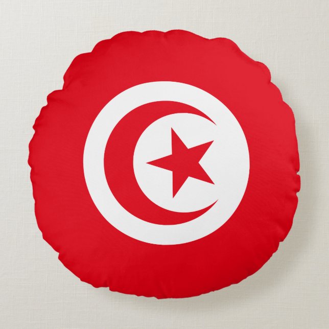 Tunisia Flag Round Cushion (Front)