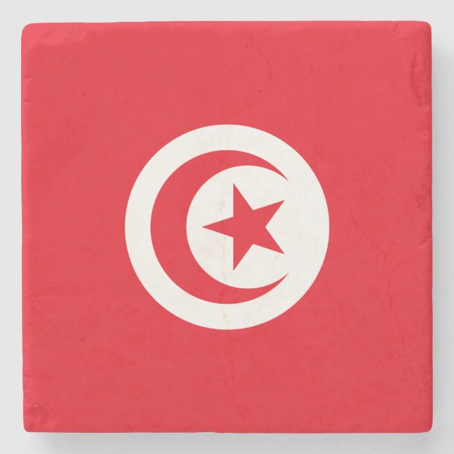 Tunisia Flag Stone Coaster (Front)