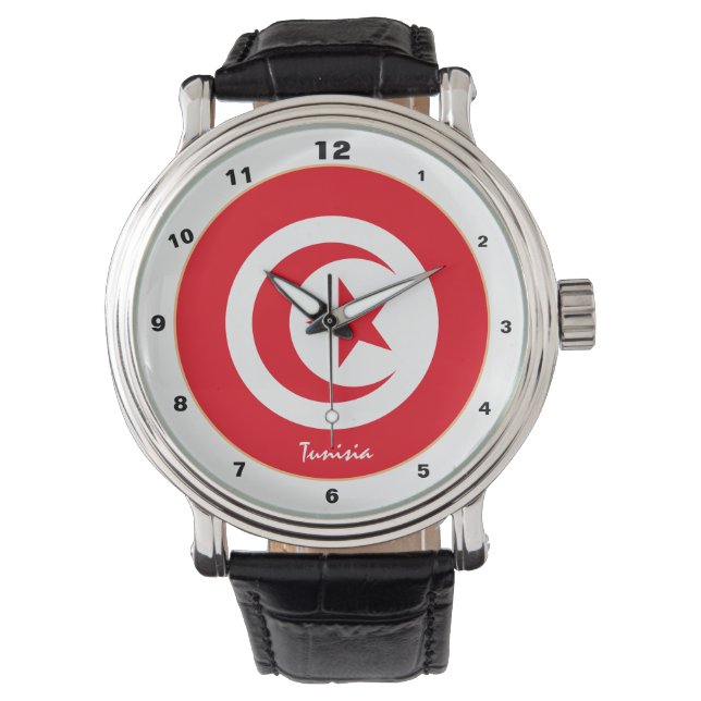 Tunisia Flag & Tunisia trendy fashion design watch (Front)