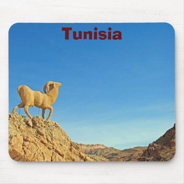 Tunisia goat statue mouse mat (Front)