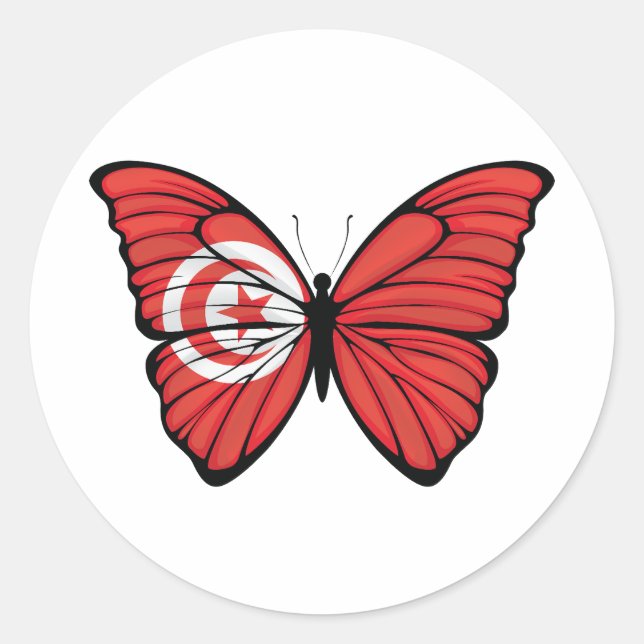 Tunisia Hypolimnas Butterfly Classic Round Sticker (Front)