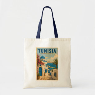 Tunisia Landscape Illustration Travel Art Vintage Tote Bag