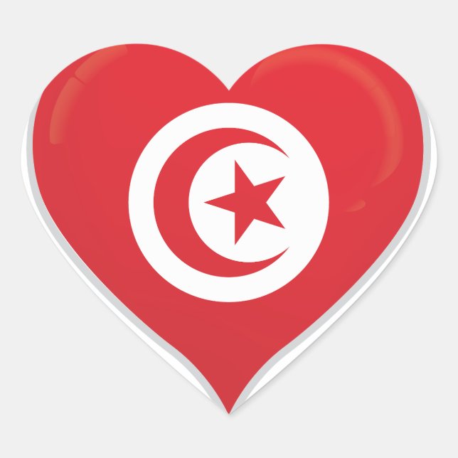 Tunisia love flag pride heart sticker (Front)