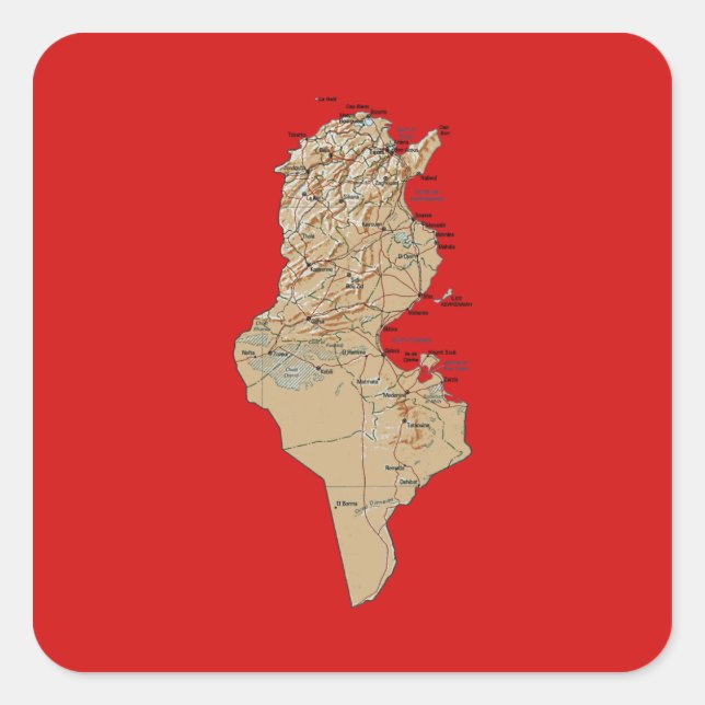 Tunisia Map Sticker (Front)