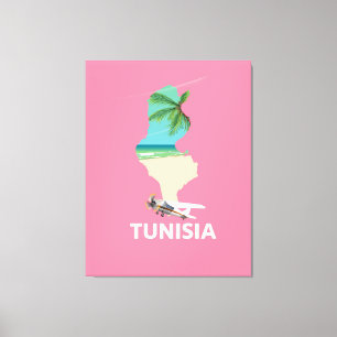 Tunisia Map travel poster Canvas Print