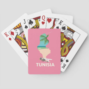 Tunisia Map travel poster Playing Cards