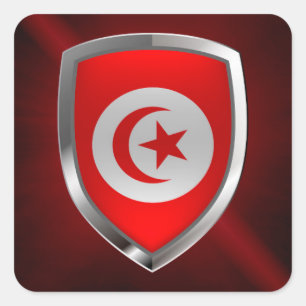 Tunisia Metallic Emblem Square Sticker