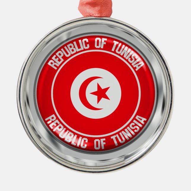 Tunisia Round Emblem Metal Tree Decoration (Front)