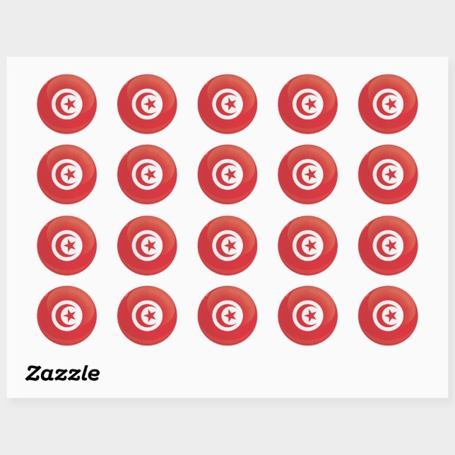 Tunisia Round Icon Flag Classic Round Sticker (Sheet)