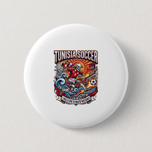 Tunisia Soccer Skeleton Striker Nations Premium Sp 6 Cm Round Badge