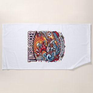 Tunisia Soccer Skeleton Striker Nations Premium Sp Beach Towel