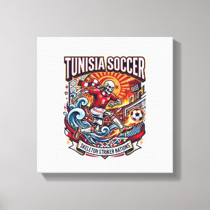 Tunisia Soccer Skeleton Striker Nations Premium Sp Canvas Print