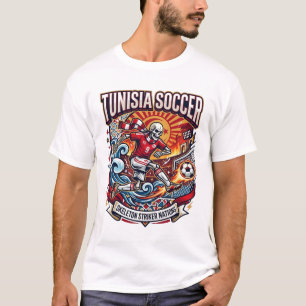 Tunisia Soccer Skeleton Striker Nations Premium Sp T-Shirt