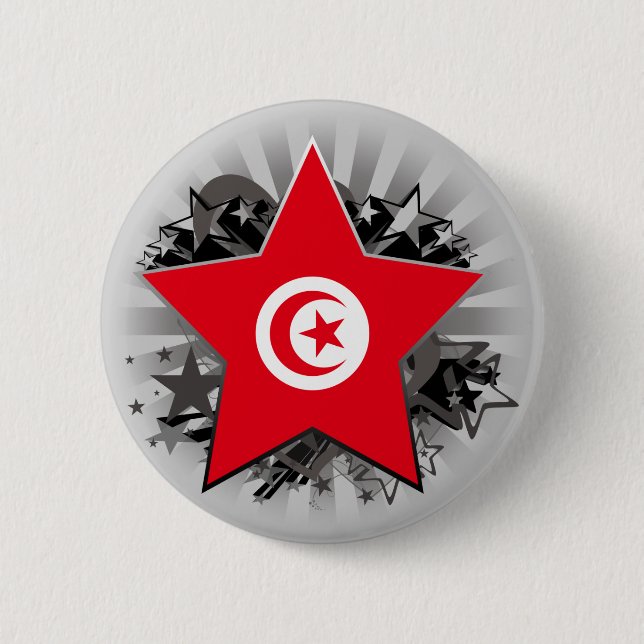 Tunisia Star 6 Cm Round Badge (Front)